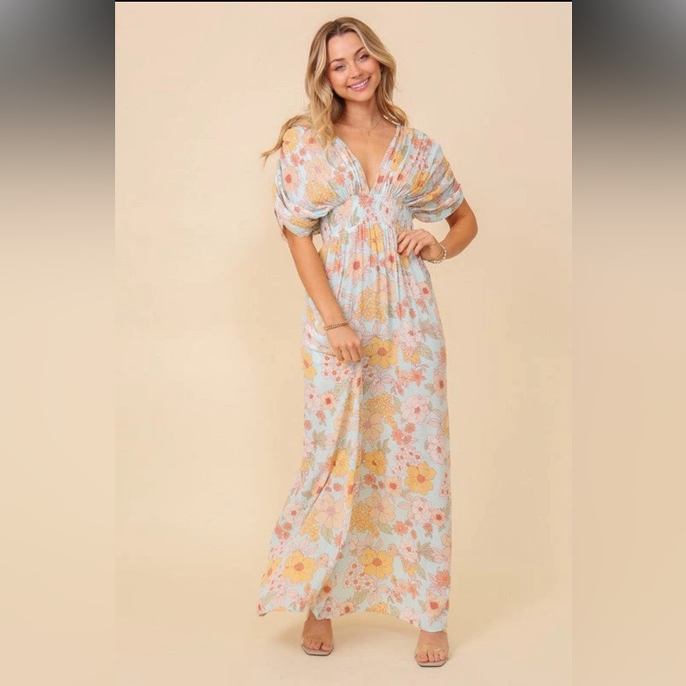 Floral Print Brunch Spring Summer Maxi Dress